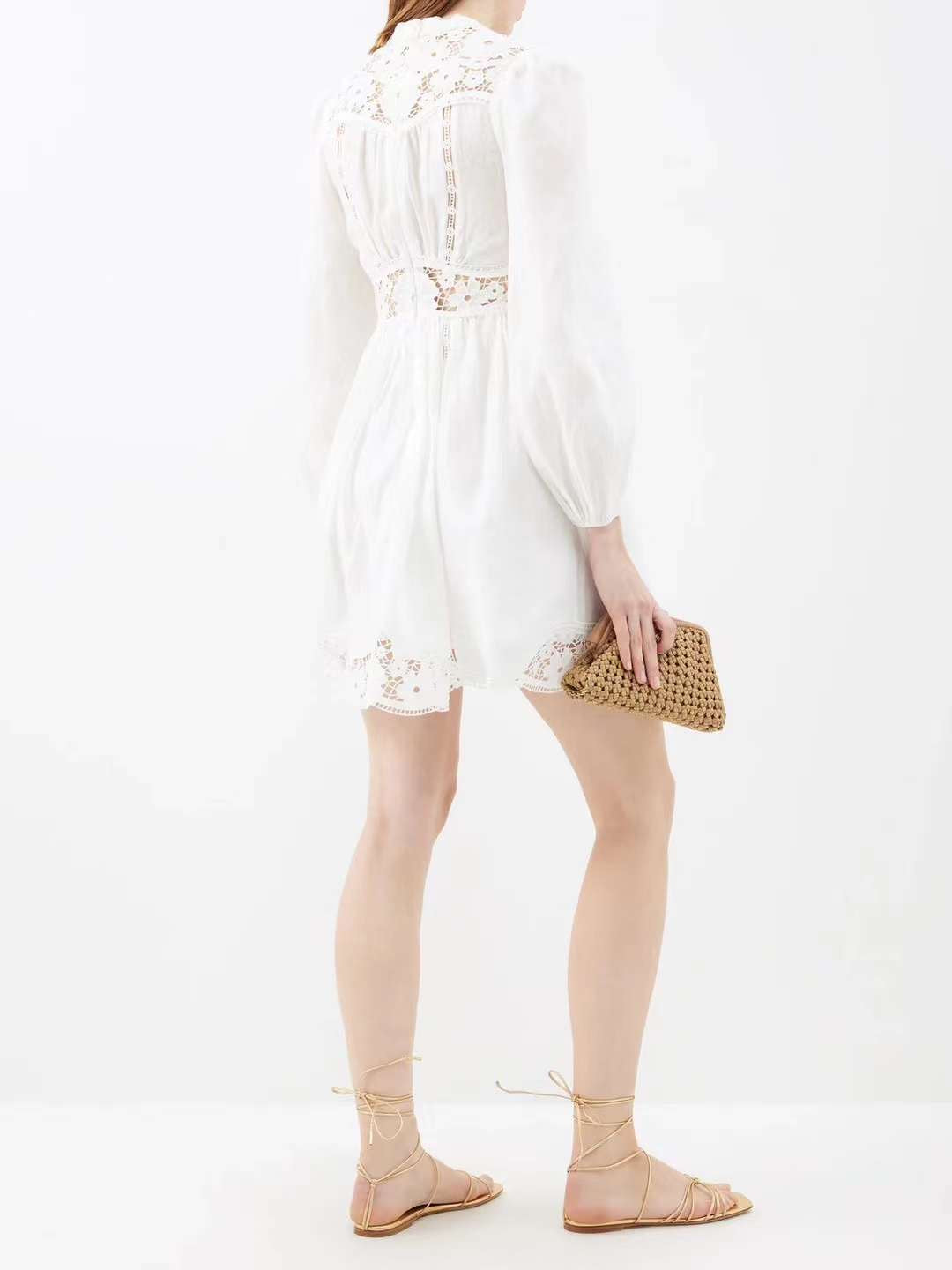 The August Plunge Mini Dress in Ivory and Mustard Floral from our Resort Swim 2024 Collection